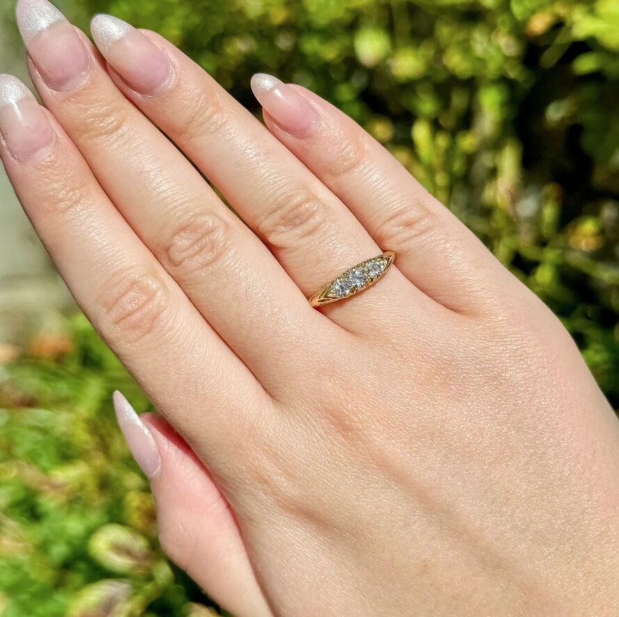 Antique Victorian Diamond Trilogy Ring Dated 1863