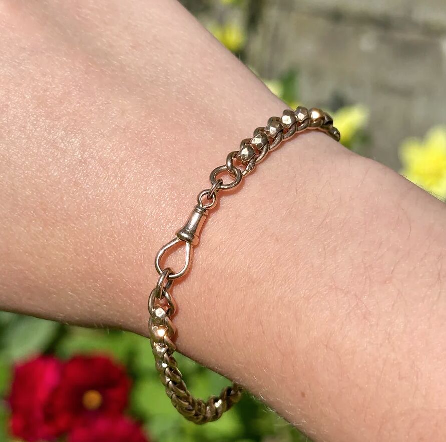 Antique Victorian Roller Ball Curb Bracelet 9ct Gold