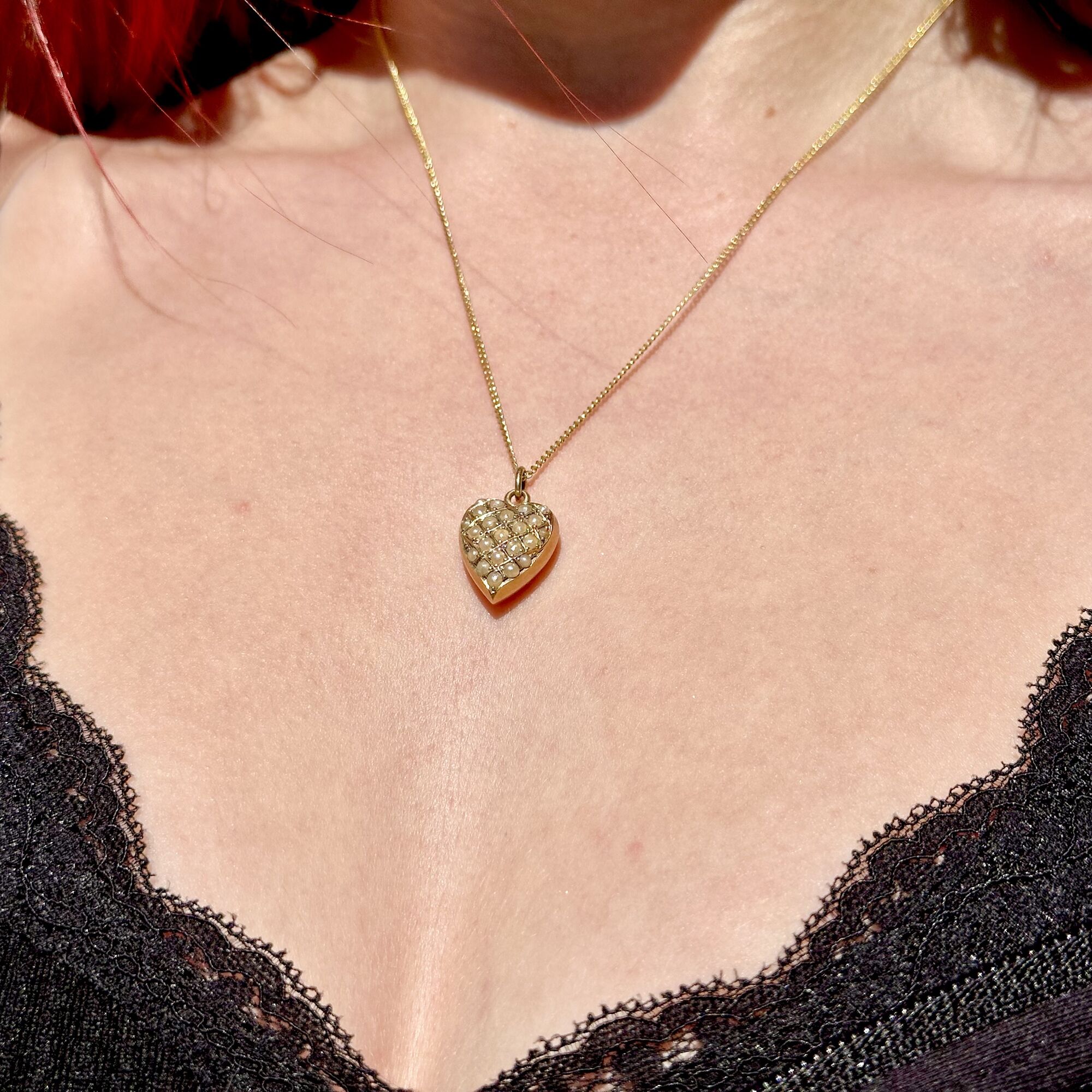 Antique Victorian Pearl Heart Charm Pendant 15ct Gold