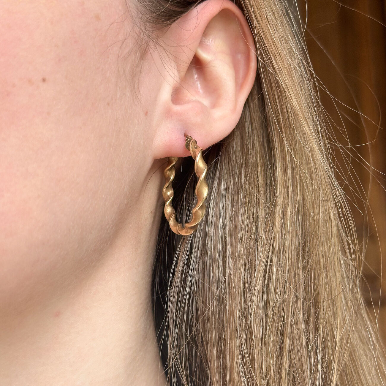 Vintage Twisted Hoop Earrings 9ct Gold
